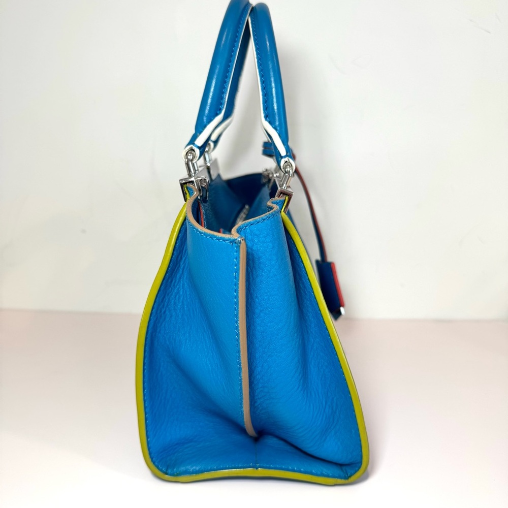 Fendi 3Jours Mini Blue Leather Top Handle Bag W Silver Accent & Crossbody Strap - Picture 6 of 16